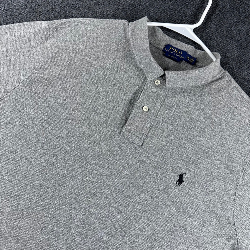 Polo Ralph‎ Lauren Polo Shirt Mens XXL 2XL Gray Banded Collar Classic Fit Pony